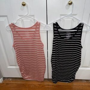 Time and Tru Maternity Striped Tank Tops - Black and Pink